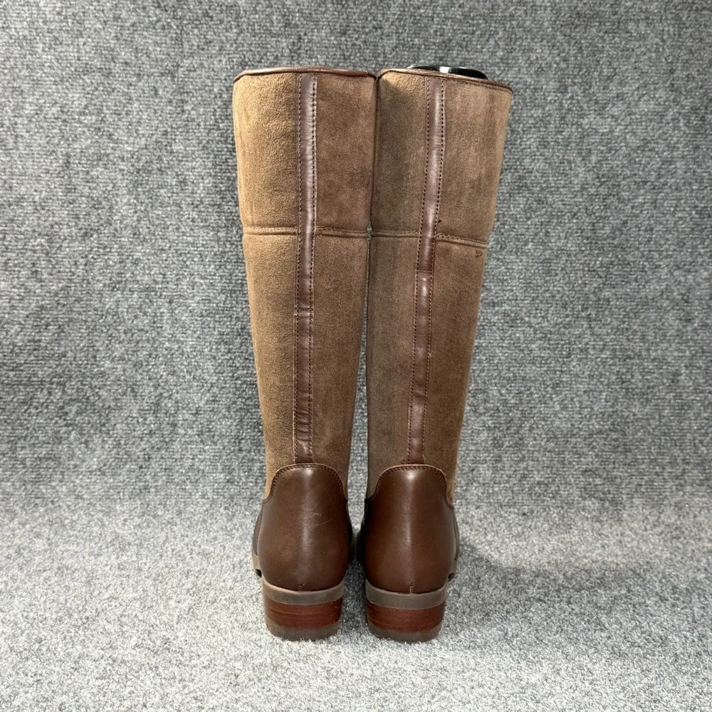 On Five Italian Suede Leather‎ Shearling Boots Women's 8 Brown Knee High Winter